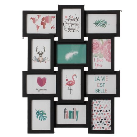 FABULAXE Decorative Modern Wall Mounted Multi Photo Frame Collage Picture Holder for 12 Pictures 4 x 6 In QI004487.BK